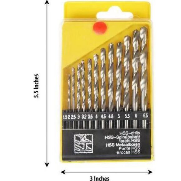 Drill Bit Set Combo HSS 12 Pcs for Metal Wood Plastic & 5 Pcs Masonry Bits for Wall Brick Concrete – Durable High-Speed Steel Titanium Coated 0-13 mm Sizes - Image 5