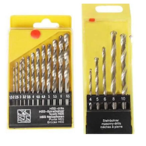 Drill Bit Set Combo HSS 12 Pcs for Metal Wood Plastic & 5 Pcs Masonry Bits for Wall Brick Concrete – Durable High-Speed Steel Titanium Coated 0-13 mm Sizes - Image 3